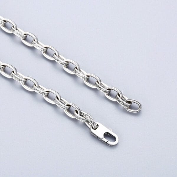5.5 mm Men's Sterling Silver Oriental Pattern Oval Link Chain 20??-26" - Image 2