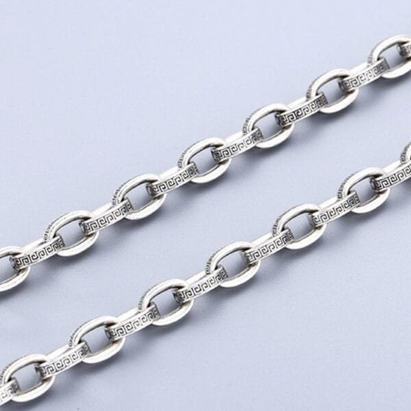 5.5 mm Men's Sterling Silver Oriental Pattern Oval Link Chain 20??-26" - Image 3