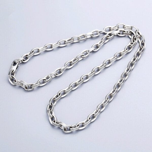 5.5 mm Men's Sterling Silver Oriental Pattern Oval Link Chain 20??-26" - Image 4