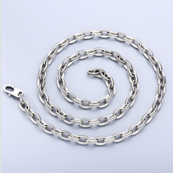 5.5 mm Men's Sterling Silver Oriental Pattern Oval Link Chain 20??-26" - Image 5