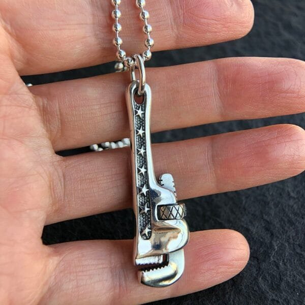 Men's Sterling Silver Pipe Wrench Necklace - Image 7