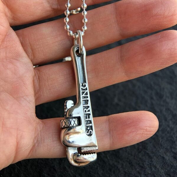 Men's Sterling Silver Pipe Wrench Necklace - Image 8