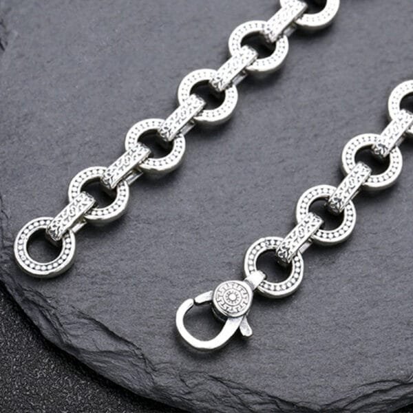 Men's Sterling Silver Rings Link Chain Bracelet - Image 2