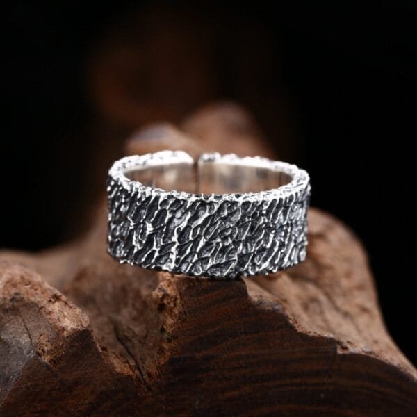 Men's Sterling Silver Rock Texture Ring