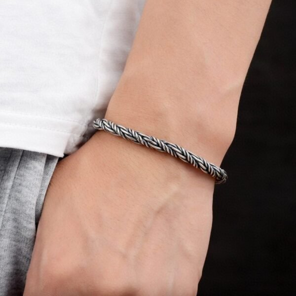 Men's Sterling Silver Rope Chain Bracelet - Image 5