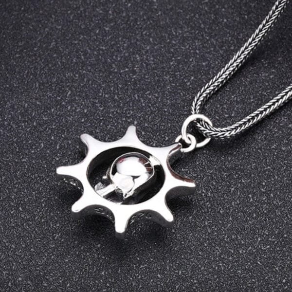 Men's Sterling Silver Rudder Skull Necklace - Image 5