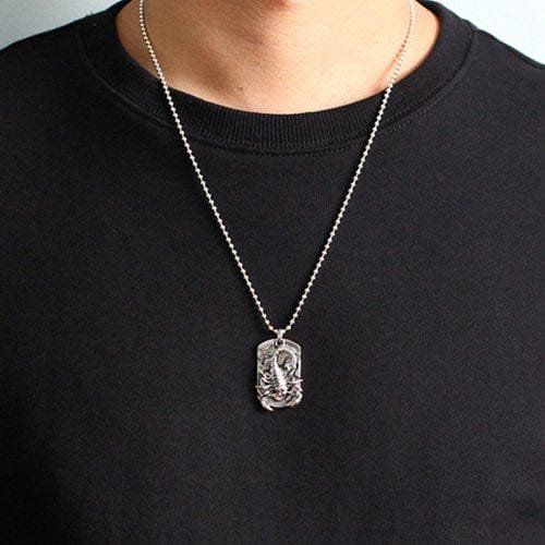 Men's Sterling Silver Scorpion Tag Necklace - Image 8