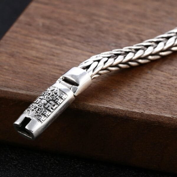 Men's Sterling Silver Six True Words Mantra Braided Bracelet - Image 5