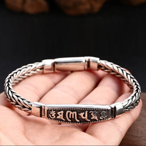 Men's Sterling Silver Six True Words Mantra Braided Bracelet - Image 6