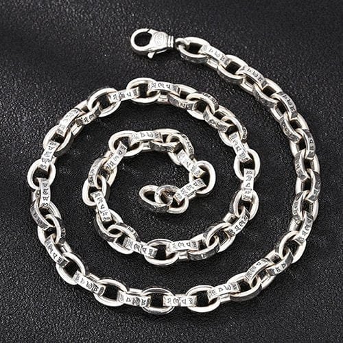 8.5mm Men's Sterling Silver Six True Words Mantra Oval Link Chain 20??-28?? - Image 2