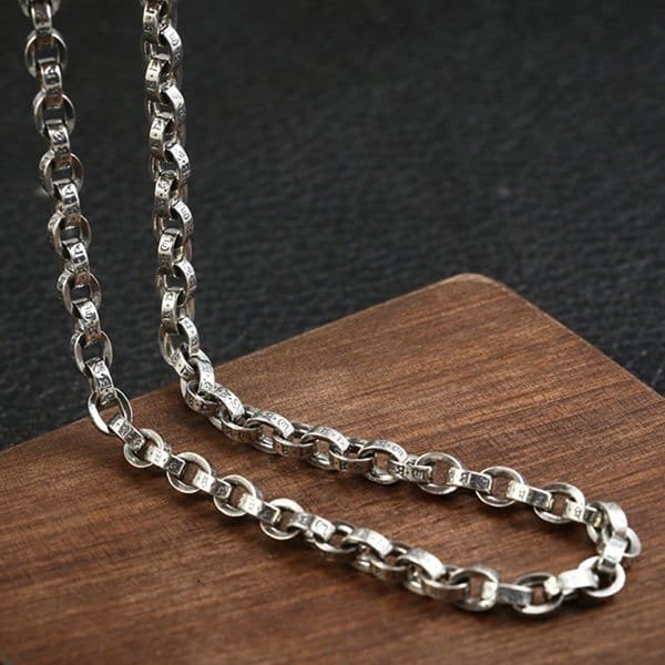 5 mm Men's Sterling Silver Six True Words Mantra Oval Link Chain 20??-30?? - Image 2