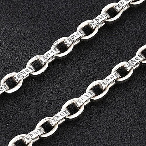 8.5mm Men's Sterling Silver Six True Words Mantra Oval Link Chain 20??-28?? - Image 3