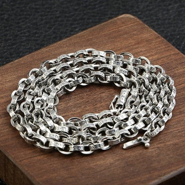 5 mm Men's Sterling Silver Six True Words Mantra Oval Link Chain 20??-30?? - Image 3