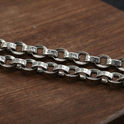 5 mm Men's Sterling Silver Six True Words Mantra Oval Link Chain 20??-30?? - Image 4
