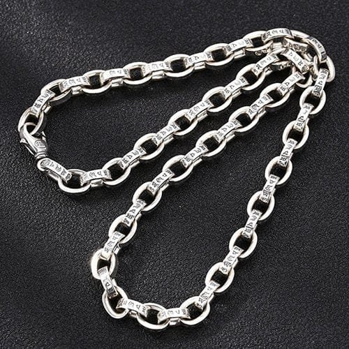 8.5mm Men's Sterling Silver Six True Words Mantra Oval Link Chain 20??-28?? - Image 5
