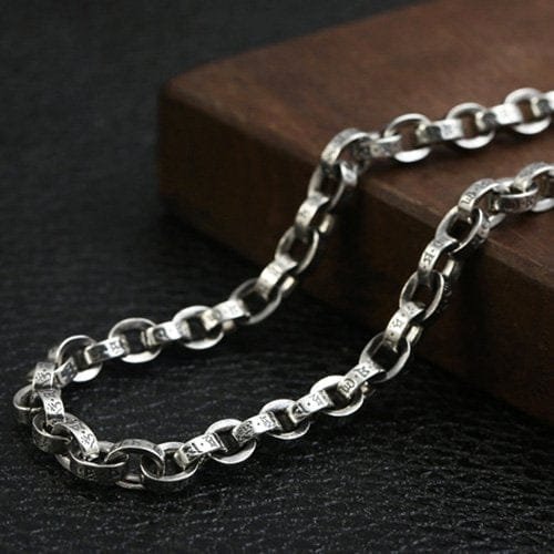 5 mm Men's Sterling Silver Six True Words Mantra Oval Link Chain 20??-30?? - Image 5