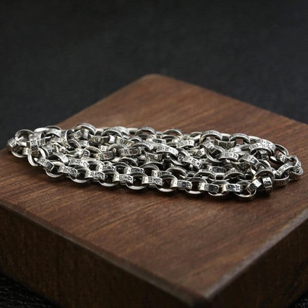 5 mm Men's Sterling Silver Six True Words Mantra Oval Link Chain 20??-30?? - Image 6
