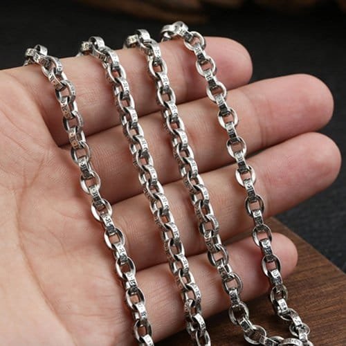 5 mm Men's Sterling Silver Six True Words Mantra Oval Link Chain 20??-30?? - Image 8