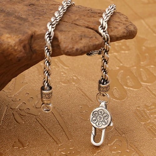 Men's Sterling Silver Six True Words Mantra Rope Chain Bracelet - Image 2