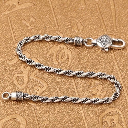 Men's Sterling Silver Six True Words Mantra Rope Chain Bracelet - Image 3