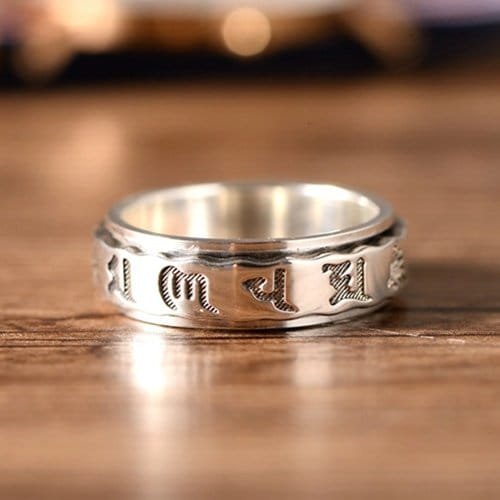 Men's Sterling Silver Six True Words Mantra Spinner Ring - Image 2