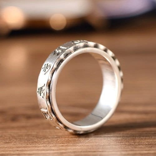 Men's Sterling Silver Six True Words Mantra Spinner Ring - Image 4