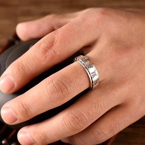 Men's Sterling Silver Six True Words Mantra Spinner Ring - Image 5