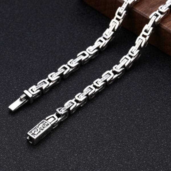 5 mm Men's Sterling Silver Six True Words Mantra Square Byzantine Chain 20??-26??