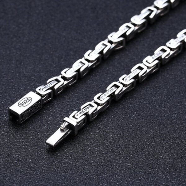 5 mm Men's Sterling Silver Six True Words Mantra Square Byzantine Chain 20??-26?? - Image 4