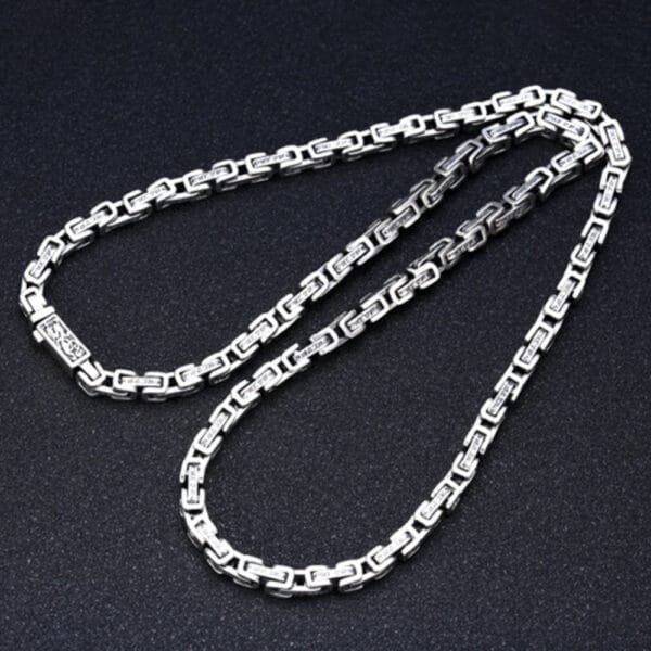 5 mm Men's Sterling Silver Six True Words Mantra Square Byzantine Chain 20??-26?? - Image 5