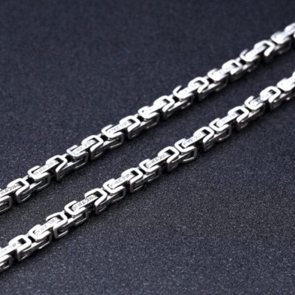 5 mm Men's Sterling Silver Six True Words Mantra Square Byzantine Chain 20??-26?? - Image 6