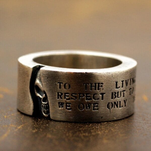 Men's Sterling Silver Skull Band Ring - Image 2