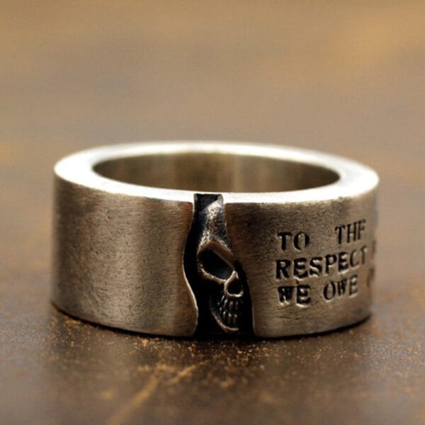 Men's Sterling Silver Skull Band Ring - Image 3