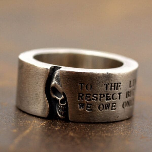 Men's Sterling Silver Skull Band Ring - Image 4