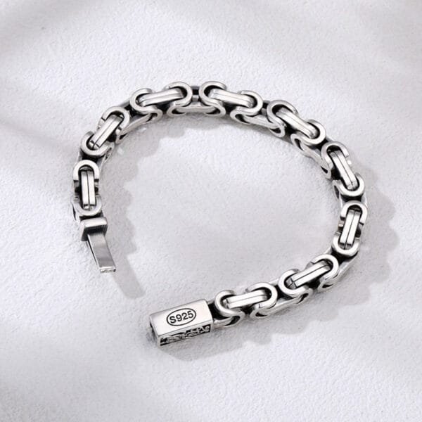 Men's Sterling Silver Sleek Byzantine Chain Bracelet - Image 3