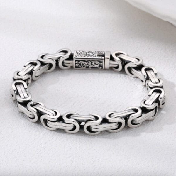 Men's Sterling Silver Sleek Byzantine Chain Bracelet - Image 5