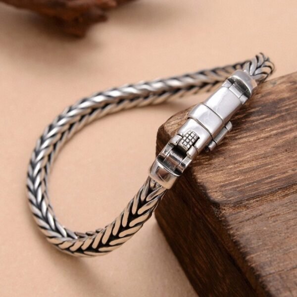 Men's Sterling Silver Slim Braided Bracelet - Image 2