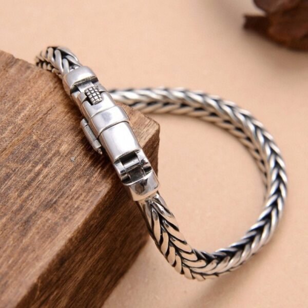 Men's Sterling Silver Slim Braided Bracelet - Image 3
