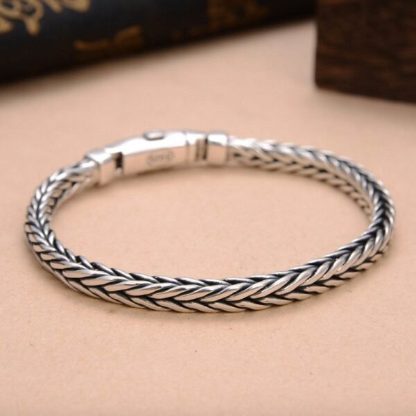 Men's Sterling Silver Slim Braided Bracelet - Image 4