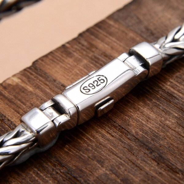 Men's Sterling Silver Slim Braided Bracelet - Image 5