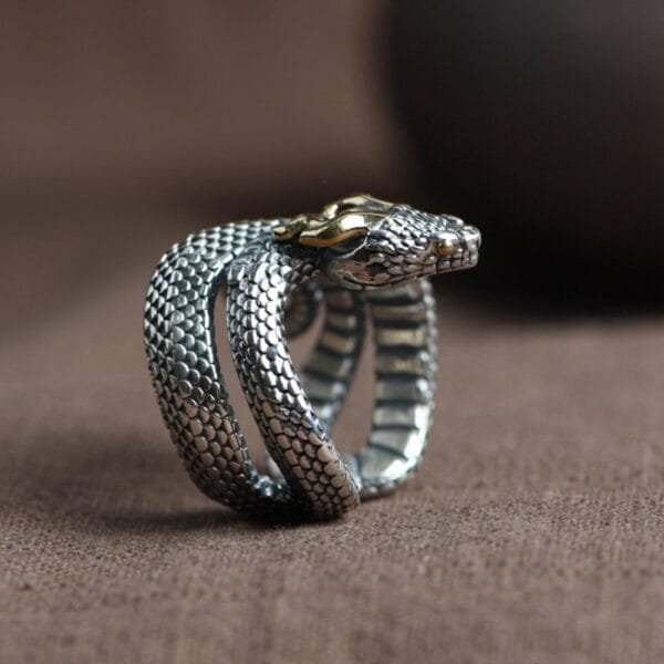 Men's Sterling Silver Snake Ring - Image 2