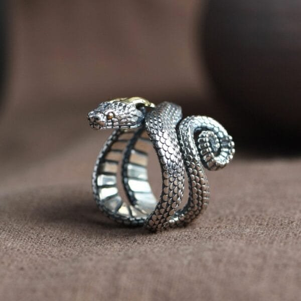 Men's Sterling Silver Snake Ring - Image 3