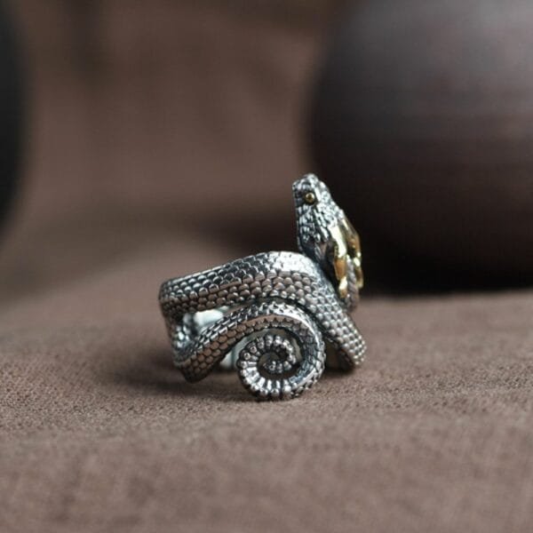 Men's Sterling Silver Snake Ring - Image 5