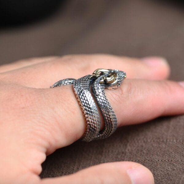 Men's Sterling Silver Snake Ring - Image 6