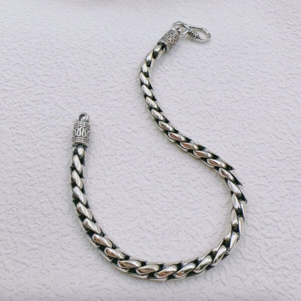 Men's Sterling Silver Square Cuban Chain Bracelet - Image 3