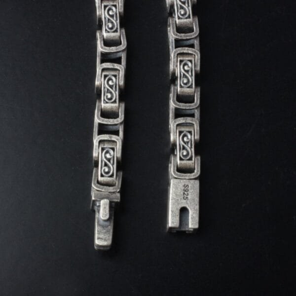 Men's Sterling Silver Square links Bracelet - Image 2