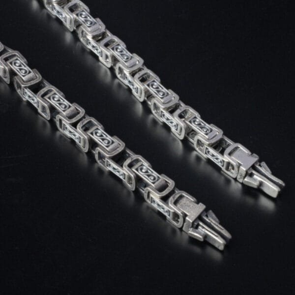 Men's Sterling Silver Square links Bracelet - Image 4
