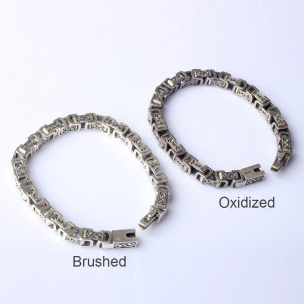 Men's Sterling Silver Square links Bracelet - Image 6