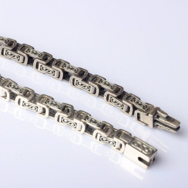Men's Sterling Silver Square links Bracelet - Image 7