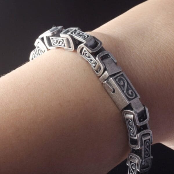 Men's Sterling Silver Square links Bracelet - Image 8